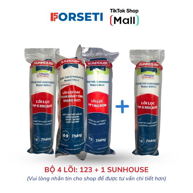 Combo 4 lõi lọc thô dành cho máy lọc nước Sunhouse có 3 cốc lọc