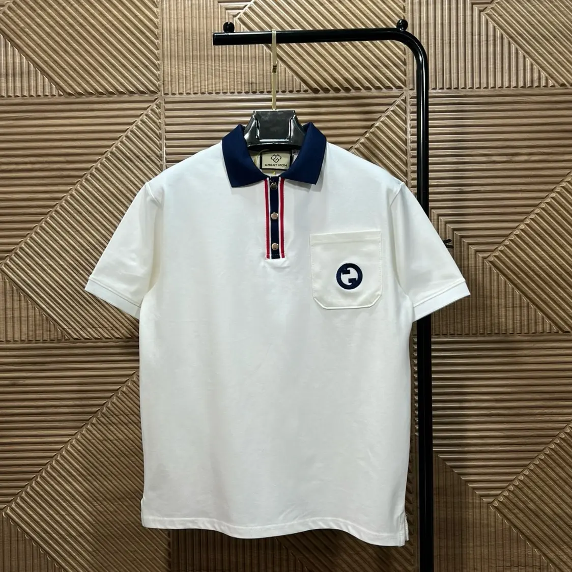 Áo polo phối cổ trụ dệt màu nút bấm, kèm túi có thêu hình logo, chất cotton co giãn(form lớn size 40-90kg)
