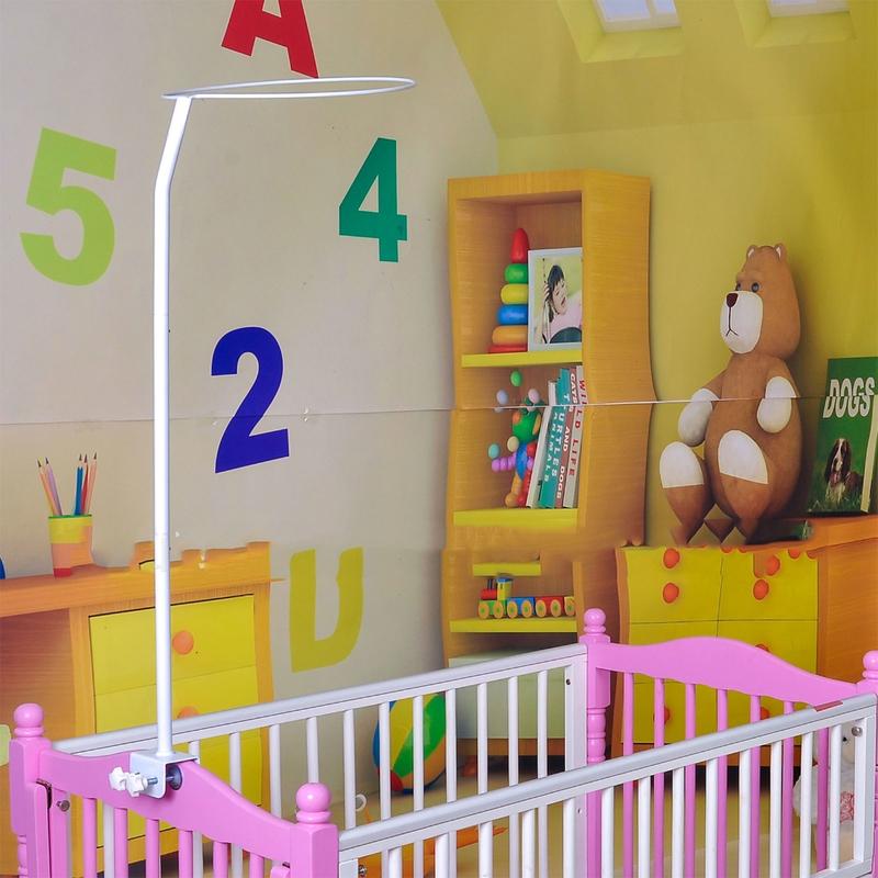 Adjustable Mosquito Net Stand Holder for Baby Crib Cot Bed Clip-On Bracket Iron 8