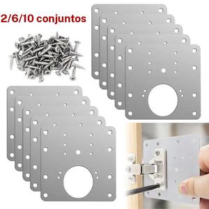 2/6/10pcs Placa de fijación con tornillos, tablero de reparación para bisagra de puerta de gabinete, kits de placas de reparación para instalación fija de bisagras de puertas de muebles y gabinetes