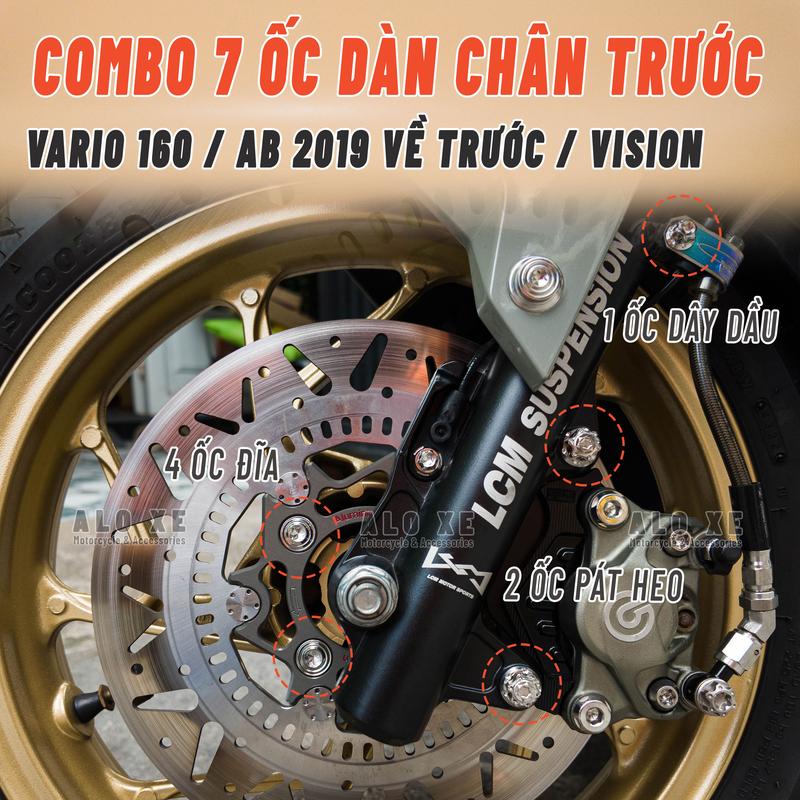 Combo 7 Ốc Salaya Inox 304 dàn chân trước cho Vario 125/150/160, SH Mode, Vision, AB 2016 - 2019, LEAD 125 và Future LED mẫu Bông và Thái - Phụ Kiện, Phụ Tùng xemay để chân ab 125 thùng xe