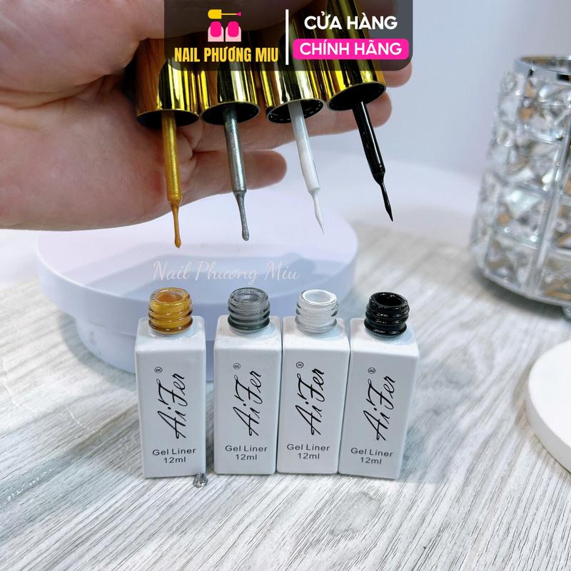 Gel Cọ Nét Aifer 15ml Vẽ Nail Nghệ Thuật Màu Nhũ Vàng Bạc Trắng Đen Chất Lượng Cao Làm Nail Tạo Đường Nét Tinh Tế Sơn Gel Nữ bút vẽ metan nail