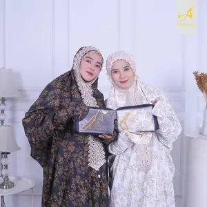 Abidah.co - Mukena Terusan Dewasa Katun Foil Premium Lembut Renda Mewah Premium