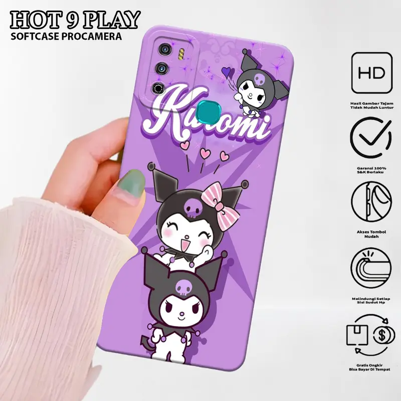 Case Hp Infinix Hot 9 Play Motif Kuromi - Silikon - Kesing - Case  - Softcase - Cover - Cover Hp 6