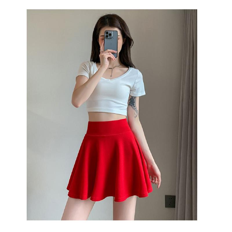 Product Introduction of Elastic Waist Pleated Skirt Large Size Extra Short Bubble Non-Lined Stretch Skirt Pleated Skirt for Plump Girls Womenswear Bottom Lingerie Comfort 14