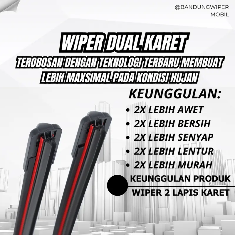 Wiper Mobil Dual Karet Universal 1 Set Kiri dan Kanan Pembersih Kaca Depan 5 BONUS Wiper Dual 2