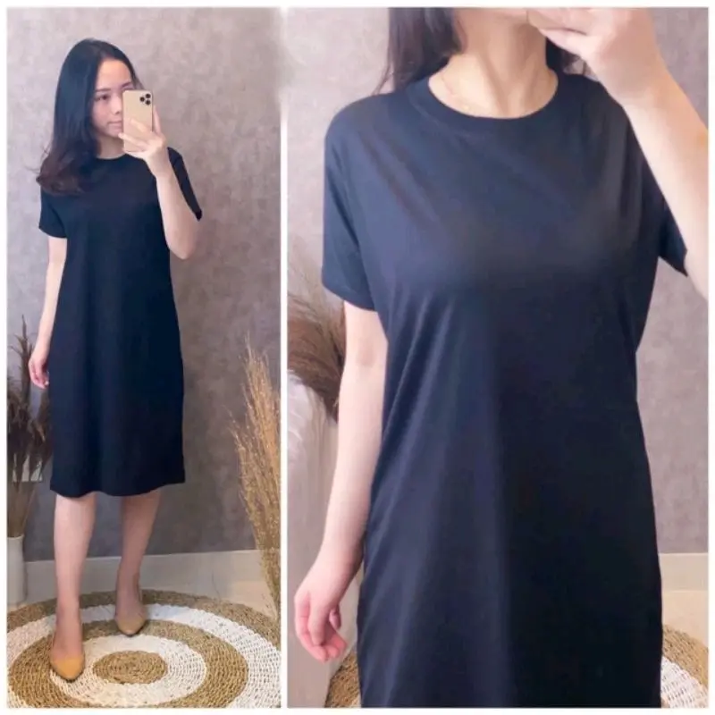 dress kaos polos hitam 1
