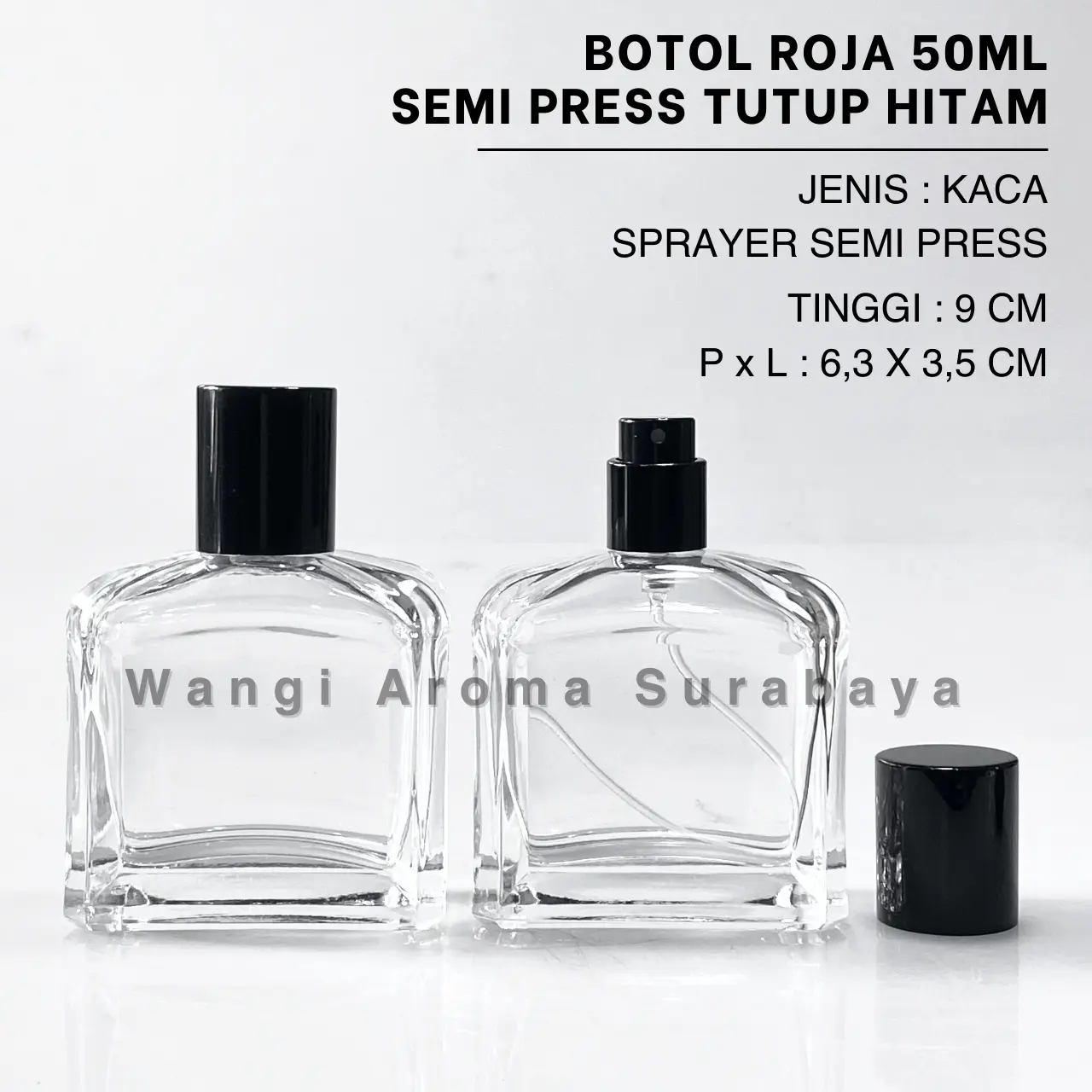 Botol Parfum Kaca Roja Hitam 50ML Semi Press - Botol Roja Hitam Semi Press - Botol Parfum 50ML