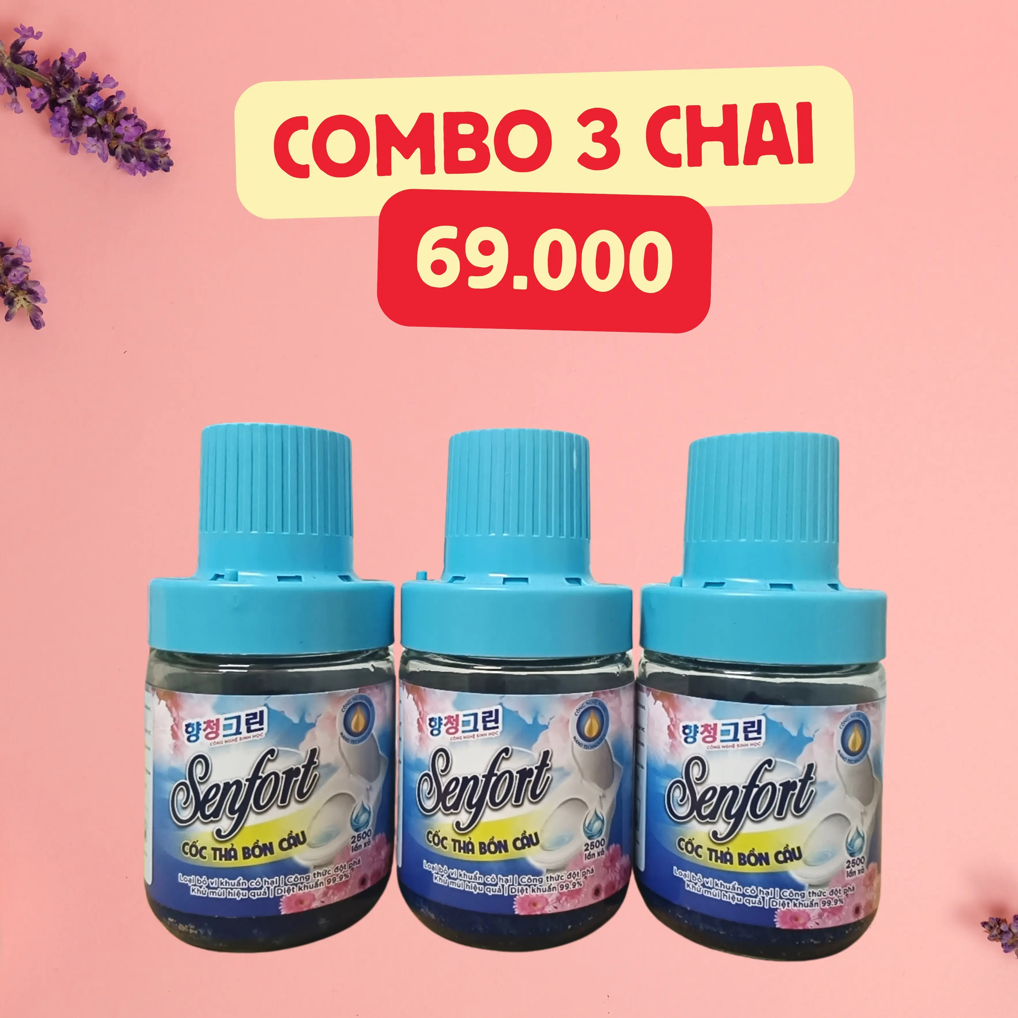 Combo 3 lọ cốc thả bồn cầu Senfort an toàn, tiện lợi