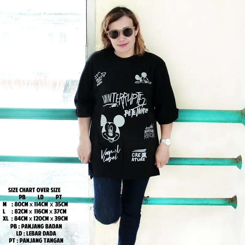 kaos oversize cm24 pria/wanita lengan 7/8 kaos oversize combed24s mickeymouse 2