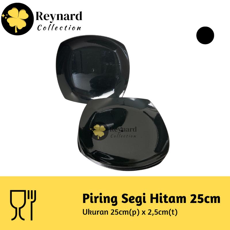 Piring Kotak 10 Inch Piring Segi 25cm Piring Hitam Piring Makan Piring Semi Melamin Plastik High Quality 1