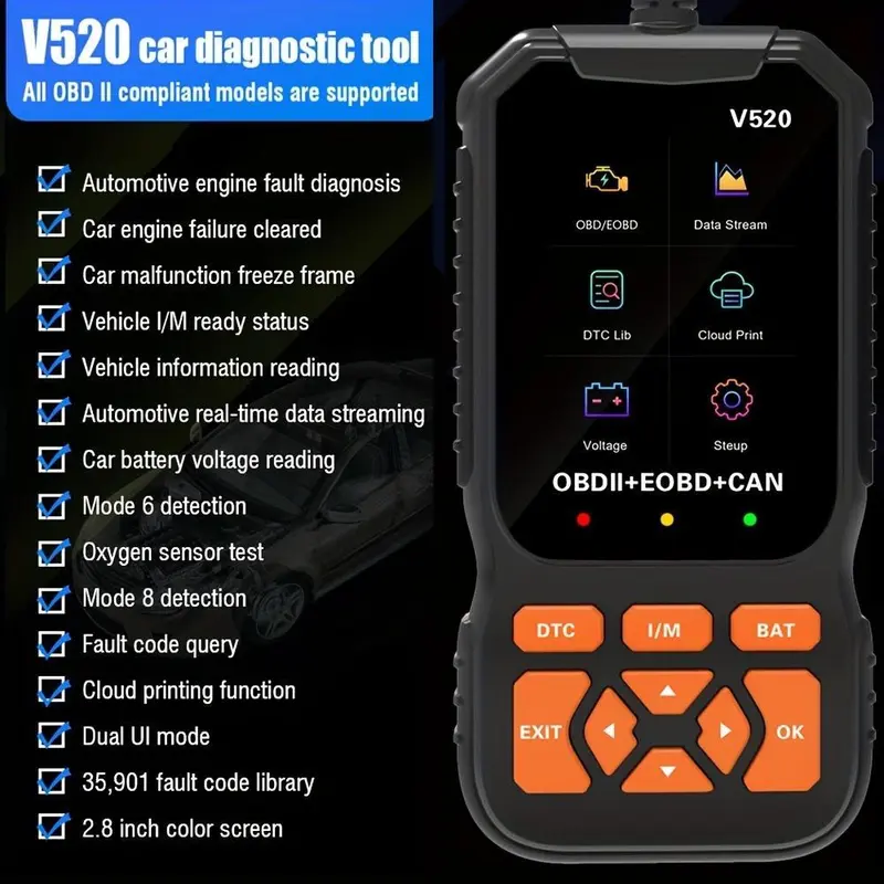 OBD2 Scanner Diagnostic Tool, Car Fault Code Reader, Car Diagnostic Tool with Reset Function, Professional OBD2 Scanner Diagnostic Tool for Car 8