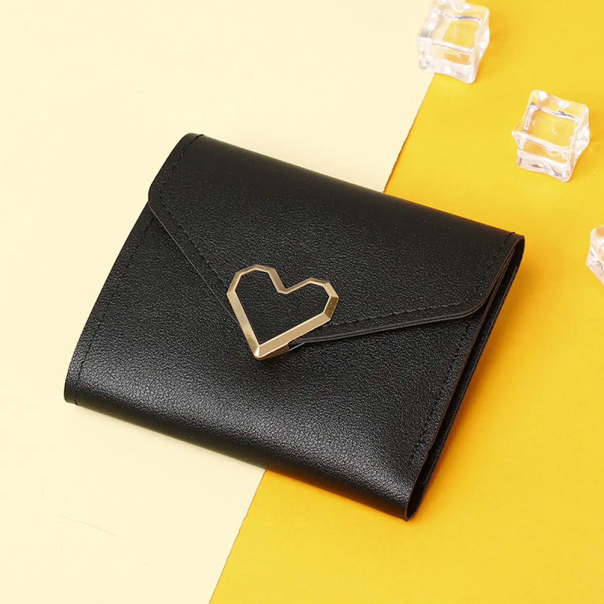 2025NEW Lovito Women Cute Heartshape Love Metal Black Pink Blue Wallet LFA59119