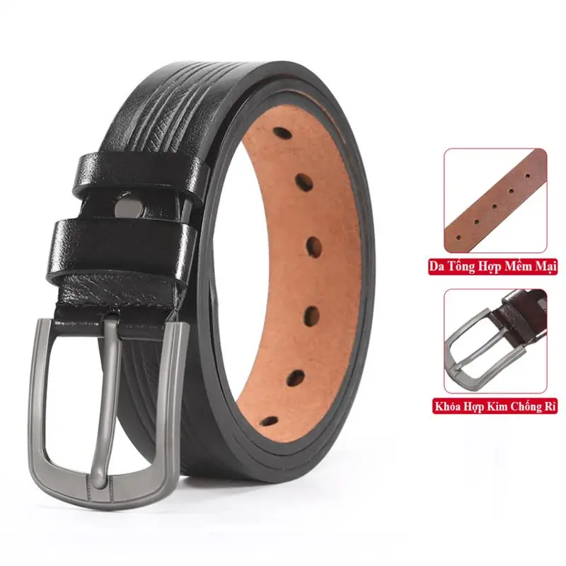 [sdfjeghkf] Thắt Lưng Nam Da Mềm Dây Đục Lỗ Khóa Kim 99K VICENZO Khóa Hợp Kim Ko Rỉ, Dây Nịt Thắt Lưng Da Nam