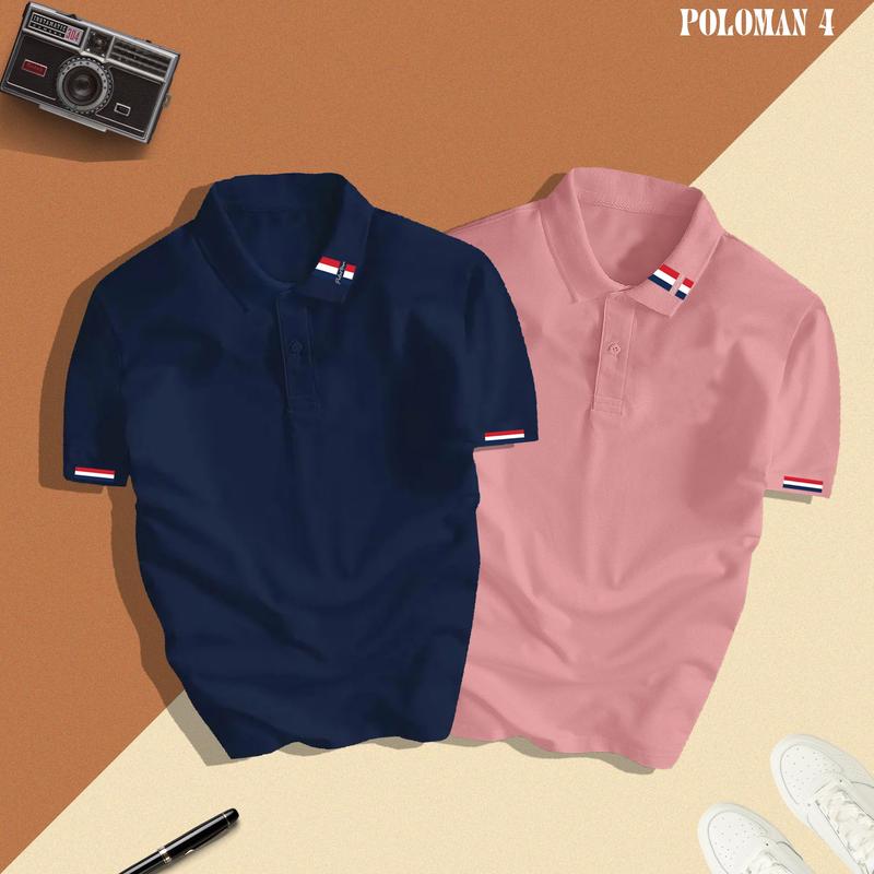  Combo 2 Áo Poloman 04 co dãn 4 chiều thiết kế thanh lịch trẻ trung shirt tay ngắn có cổ menswear thời trang Ngắn Tay Cộc Tay Thun thông thường khỏe mạnh áo polo 