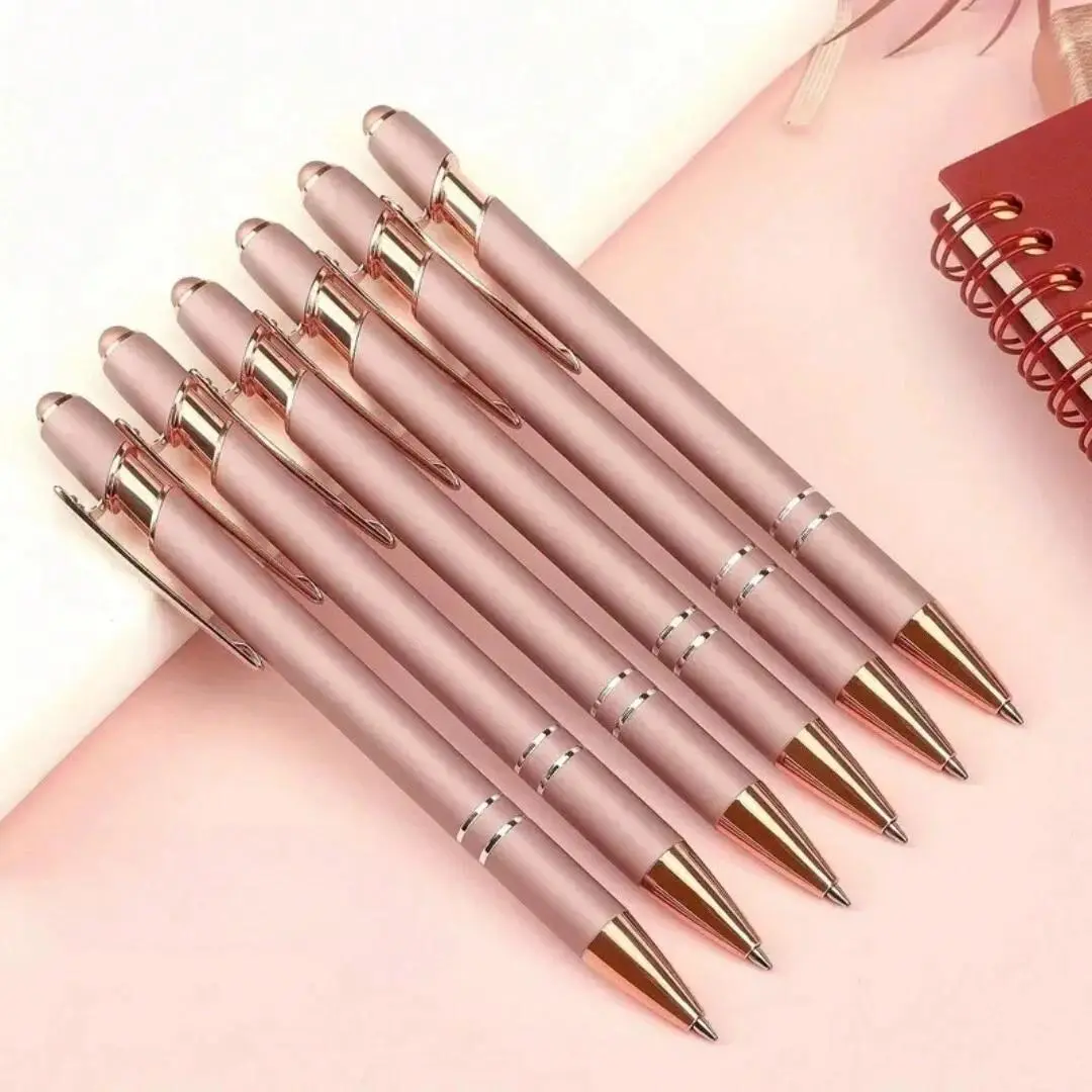 Metal Ballpoint Pen, 3/6 Counts Black Ink Ballpoint Pen with Rubber Soft Tip, Writing Pen for Office & School & Home