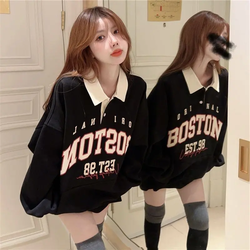 Áo Len, Phong Cách Preppy Hàn Quốc, Cổ Polo, Siêu Đẹp, Dành Cho Nữ, Mùa Thu 2023 Hàng Mới Về, Phong Cách Thường Ngày Dáng Rộng Rãi, Áo Maillard Top Women