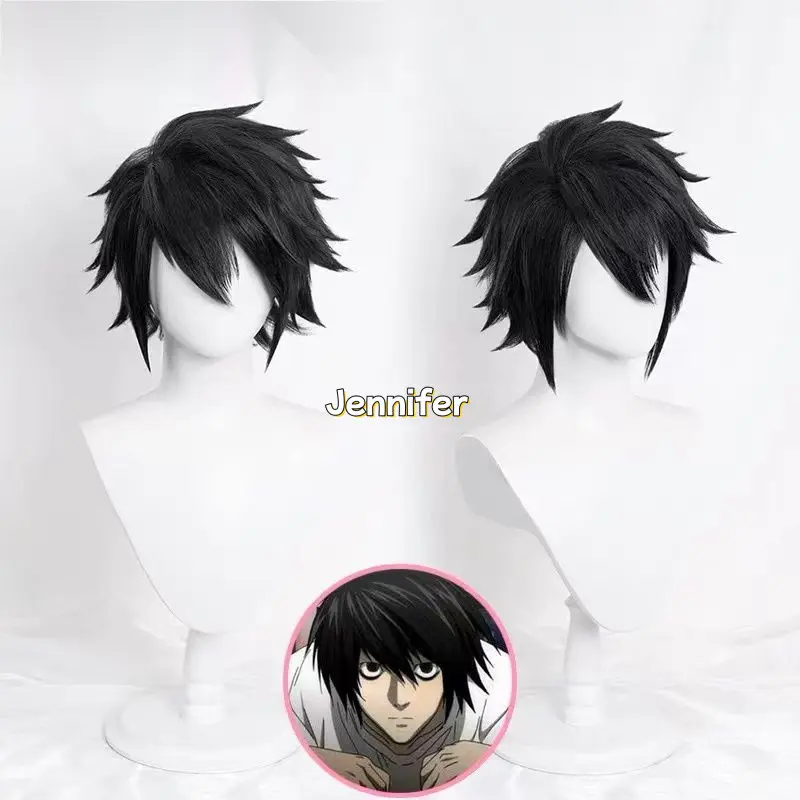 Tóc Giả Hóa Trang, Anime Death Note L.Lawliet, Tóc Ngắn Màu Đen, Dài 30cm, Uốn Nâng, Chịu Nhiệt, Thích Hợp Cho Bữa Tiệc Halloween, Tóc Ngắn, Trẻ Trai, Tóc Giả Hóa Trang