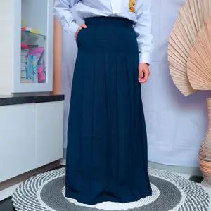 Rok BANDUNG SMP/NEVI,ROK Seragam SEKOLAH bawah pinggang SMP biru Panjang  Nyaman  (hanya ga sama Baju)  Bawahan  wanita BUKAN Hitam  Putih Dewasa  Baju Span Remaja rokkainjatuh ban zinia biru Ritsleting Blue Skirts