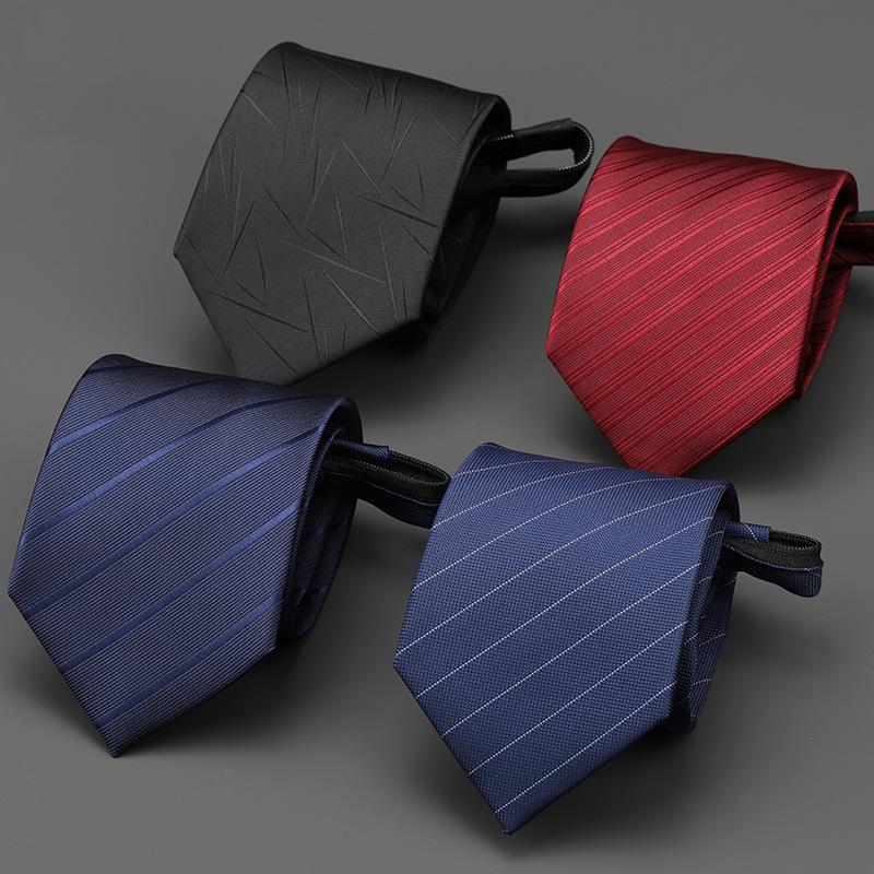 Business Zipper Tie Men's and Women's Formal Wear Black Bridegroom Wedding Korean Style Narrow Lazy People No Stripes 1