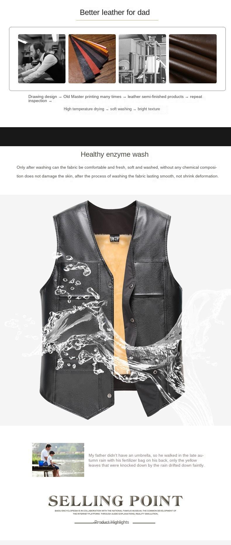 Product Introduction of Áo Ghi Lê Da Mùa Đông, Áo Vest Thường Ngày Cho Nam Trung Người Già Và Tuổi, Lót Lông Cừu, Dày Dặn, Ngoại Cỡ, Áo Khoác Da, Quần Áo Nam, Giảm Giá Lễ Hội, Giá Cả Phải Chăng 21