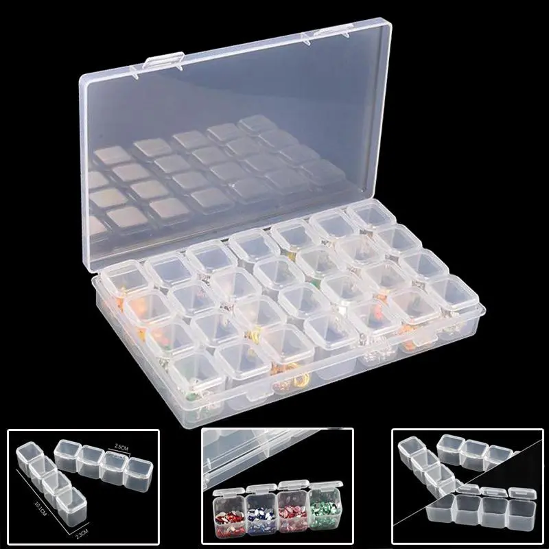 28 Grids Diamond Arts Colorful Painting Tool Storage Box, Diamond Art Crafts Bead Storage Case, DIY Rhinestones Storage Storage (1 Count) 5