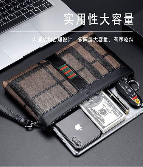 Product Introduction of 2023 New Men's Clutch Business Outing Authentic Leather Tactile Feel Lightweight and Large Capacity Envelope Clutch Male Wallets 6