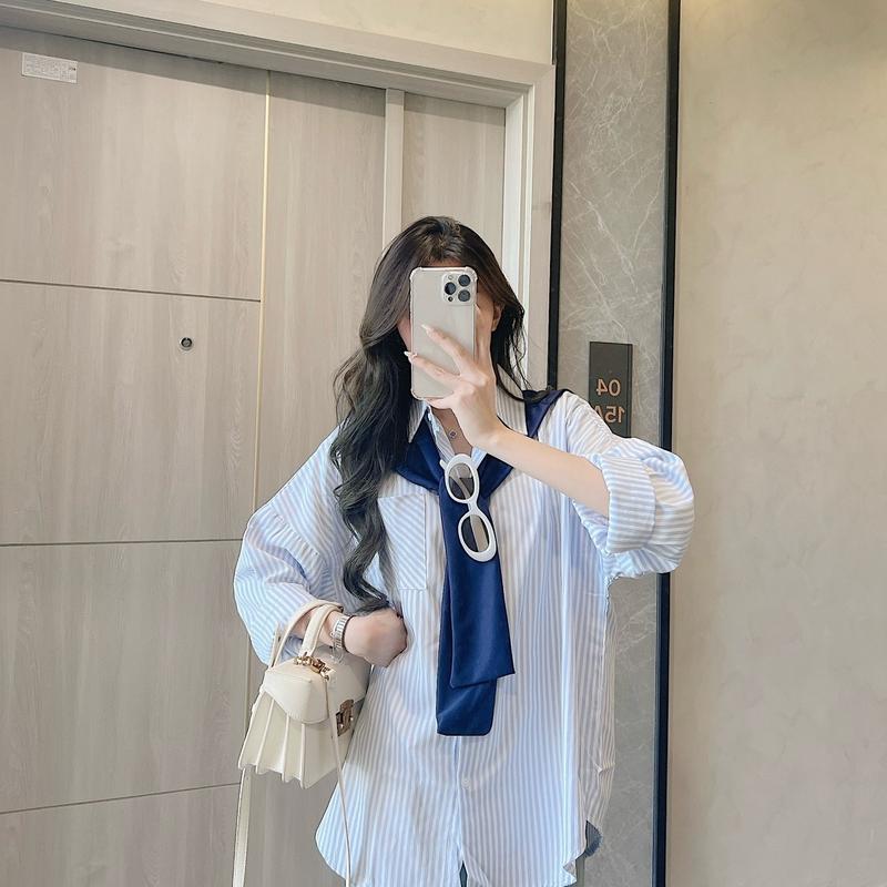 Áo sơ mi form rộng kèm khăn Samhyewear