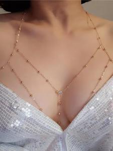 Cadena de cuerpo decorada con diamantes de imitación para mujer, joyería de moda para fiestas, decoración de ropa diaria, joyería comodín y exquisita para regalo de cumpleaños