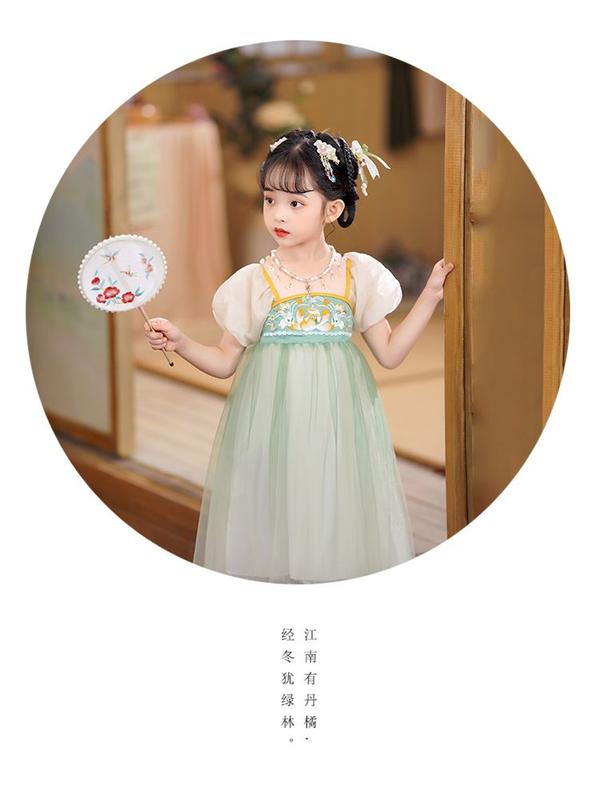 Product Introduction of Children's Clothing Girls' Summer Ancient Chinese Clothing Dress 2024 New Children's Little Girl Fashion Baby Chinese Style Dress 11
