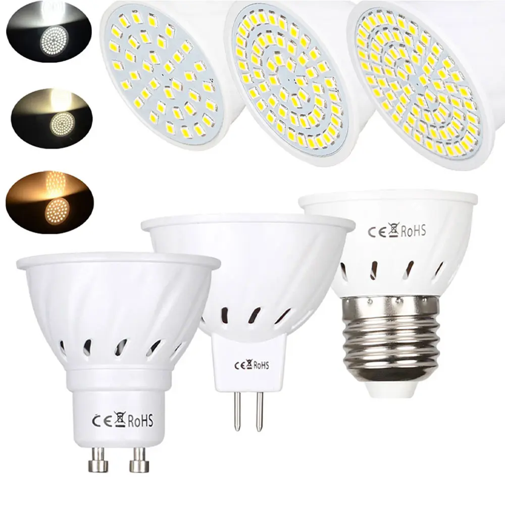 Đèn LED chiếu điểm, MR16 E27 GU10, 3W / 5W / 7W, 36 / 54 / 72LEDs, AC và DC điện áp, DC 12V / 24V, Đèn bóng đèn LED chiếu điểm, Đèn Bombillas, Ánh sáng ấm / lạnh