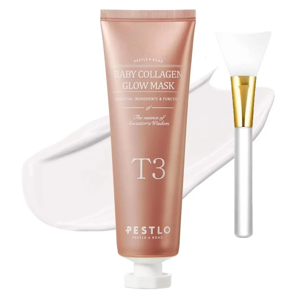 New Collagen Glow Baby Collagen Glow Cream Peel Off with a Brush Collagen Mask Reallagen T-3 Vegan Elasticity Firmness Glow Skin Wrapping Peel Off Facial Mask Pack for Face
