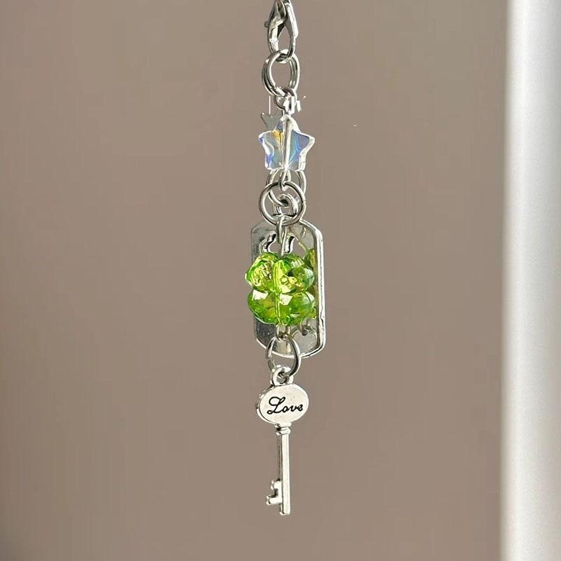 【COD】[Model Terbaru]Lucky Four Leaf Clover Phone Lanyard Bag Gantungan Kunci Kamera Liontin Serbaguna Rantai Telepon