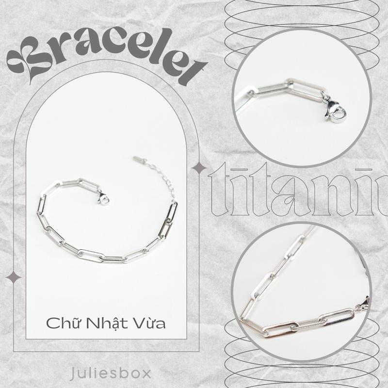   1 Chiếc  Vòng Tay Xích Chữ Nhật Vừa Basic Chain Unisex Không Đen Không Hoen Gỉ Không Phai Màu Không Ngứa Bền julies box 66 
