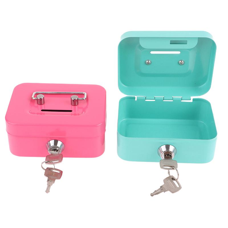 Money Safe Box Mini Cash Box Metal Key Money Bank Small Security Lock Box Portable Sturdy Lockable Coin Boxes 2