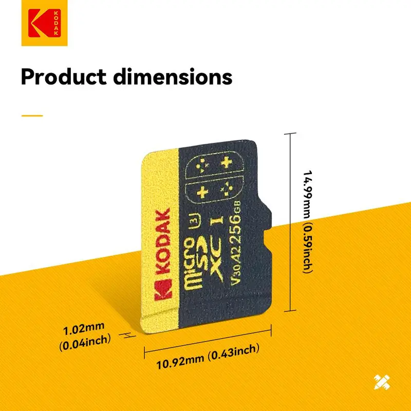 KODAK 256GB MicroSDXC Card, TF Card, Micro SD Storage Card, Suitable for Mobile Phone, Pad, Tablet, Digital Camera, Traffic Recorder, Gaming Console 1