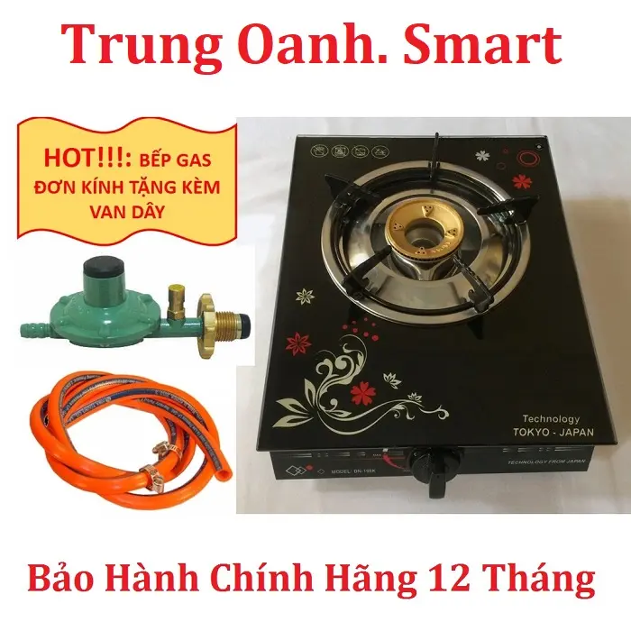Bếp gas đơn kính cường lực Dynamic TẶNG KÈM VAN DÂY CAO CẤP 0