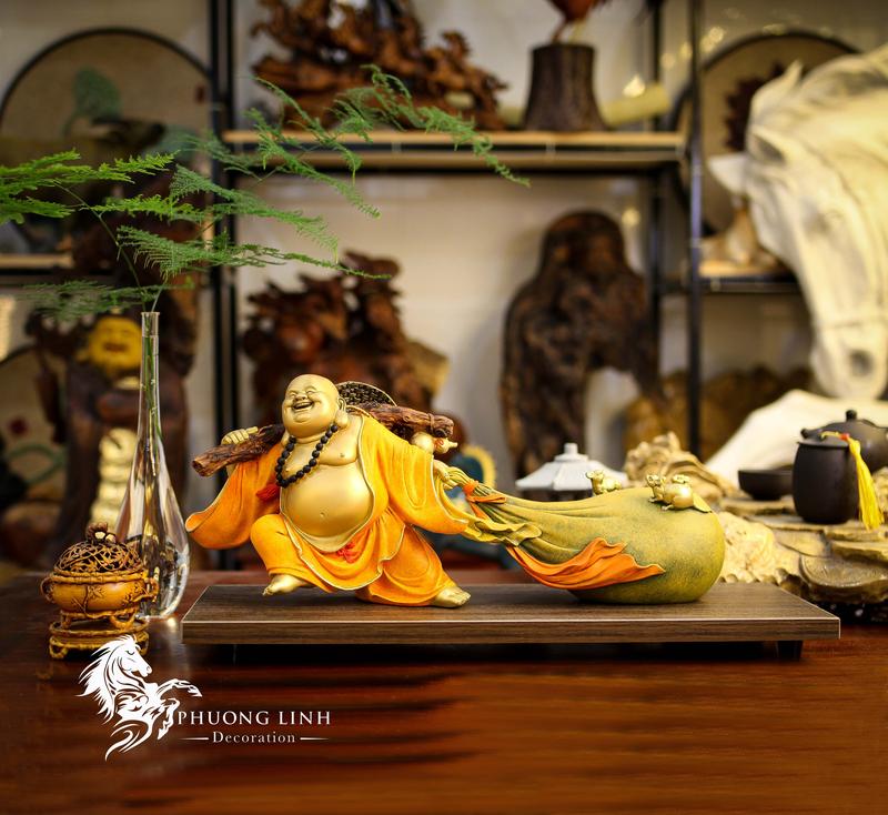 Tượng Phật Di Lặc kéo bao tiền trang trí bàn làm việc, quà tặng ý nghĩa phương linh decor Decor Phòng Trang Trí Nhà