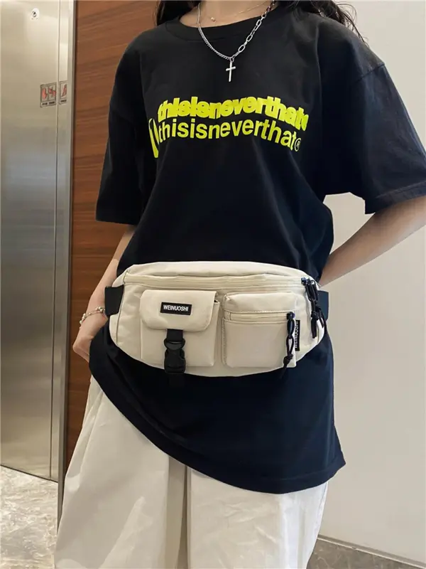 Women's Casual Plain Fanny Pack, Fashionable Multi-pocket Waist Bag for Daily Used, Casual Trendy Versatile High-quality Daily Commuting Bag 6