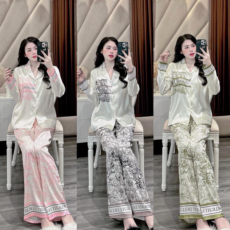 Bộ đồ Pijama Delight in full Lụa gấm xước ánh kim cho Nữ sang chảnh DD02 Sammy