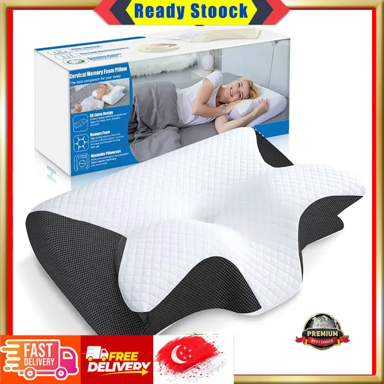 【SG Ready Stock】Cervical Pillow , Memory Foam Neck Pillow,  Premium Ergonomic Pillow Side Sleeper for Adults, Orthopedic Bed Pillow for Side Back Stomach Sleeper,Contoured Support Pillows