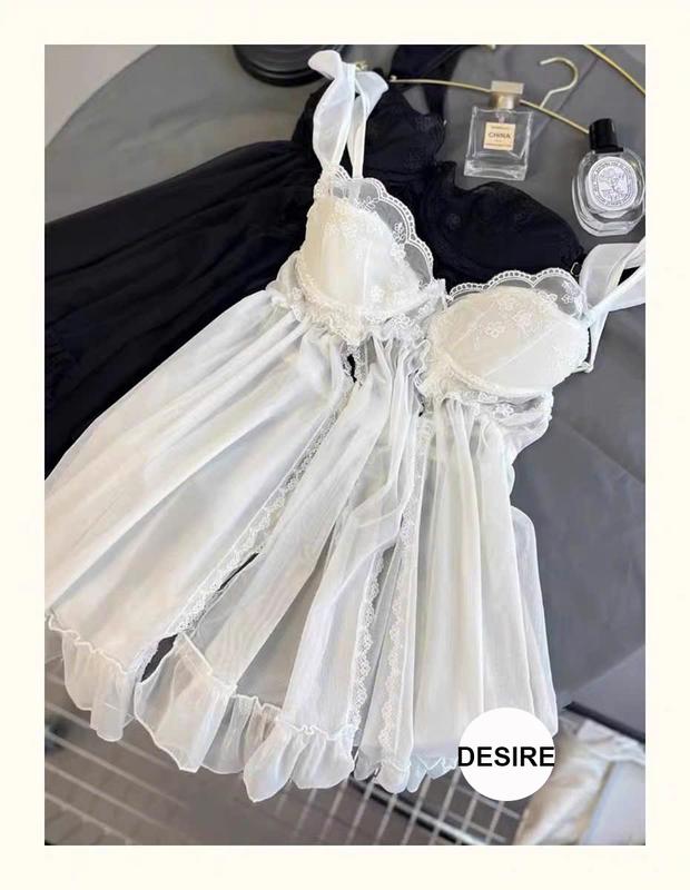 Váy ngủ ren cao cấp có gọng và mút ngực chất mềm mịn kèm quần DESIRE VN-1949 4