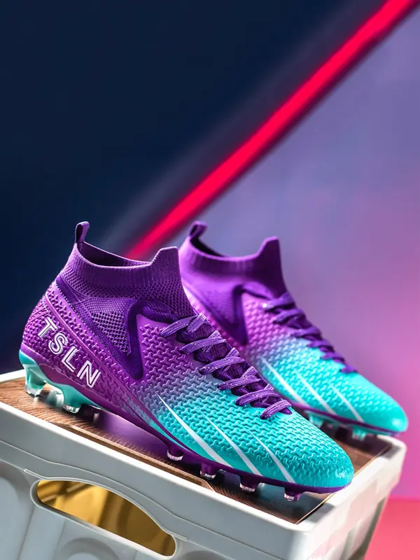 Men's Colorblock Letter Pattern Football Shoes, Non-slip Breathable Football Cleats for Back to School, Professional Football Training Shoes For All Seasons 1