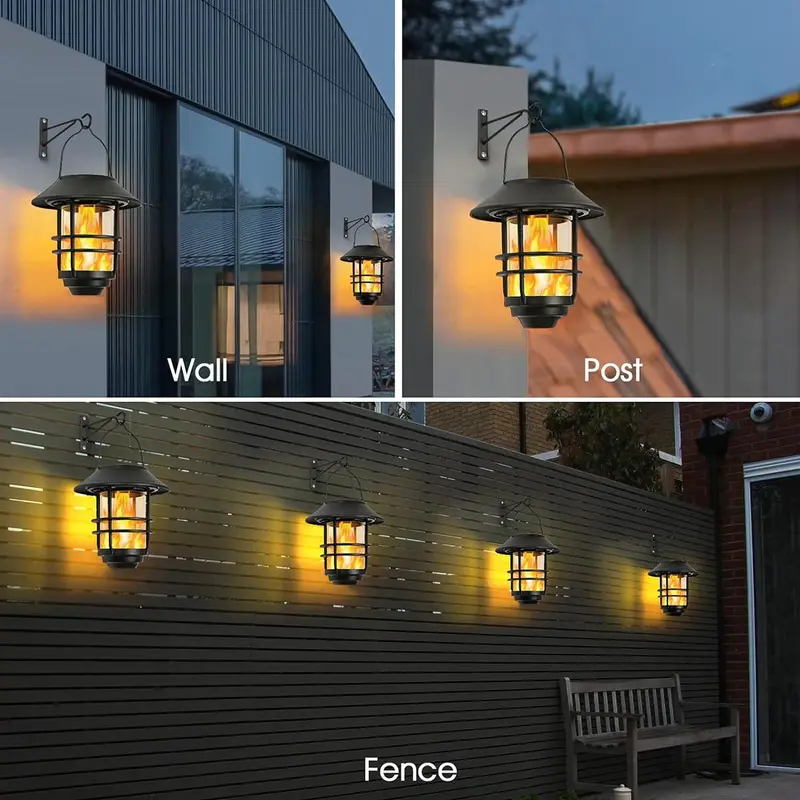 Outdoor Solar Light, Waterproof Hanging Lantern Light, Wall Mounted Light, Wall Fence Patio Porch Yard Home Decorative Light 5