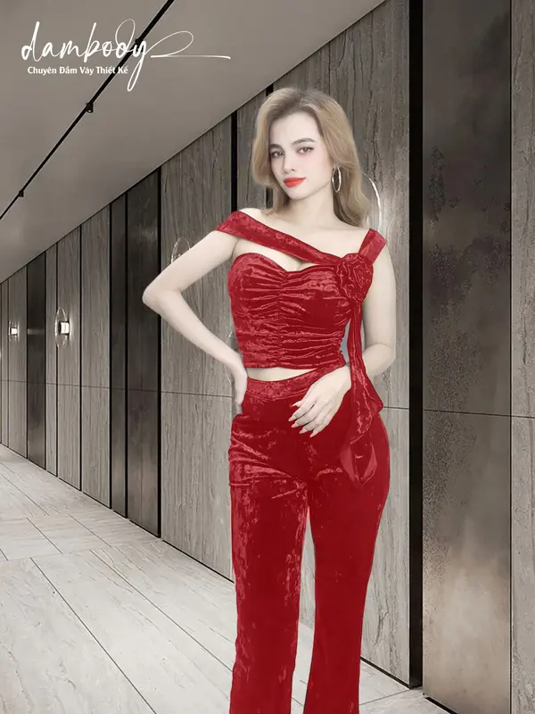 [dambody] Set Bộ Thời Trang Nữ Full Nhung | đồ  bộ  cherry  ngân  98 2