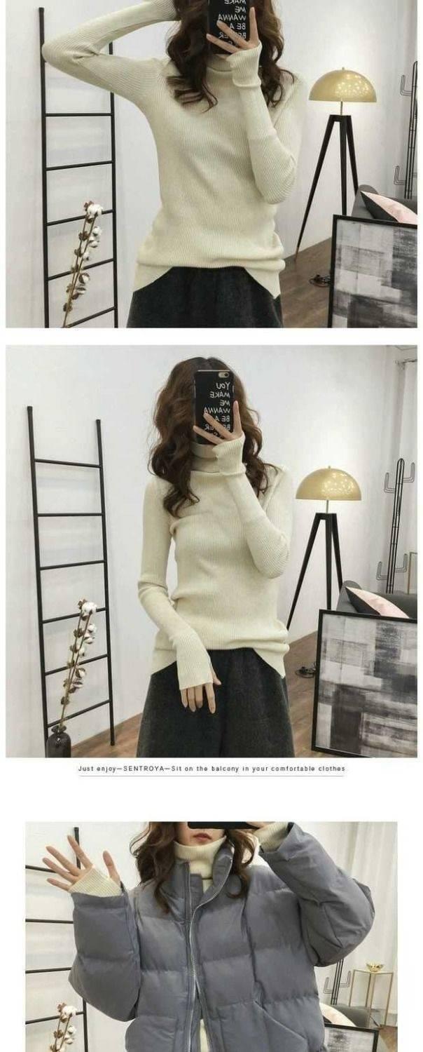 Product Introduction of Áo Len Cổ Lọ Màu Trơn Phong Cách Hàn Quốc, Áo Len Mỏng, Áo Len Mỏng, Áo Dưới 9