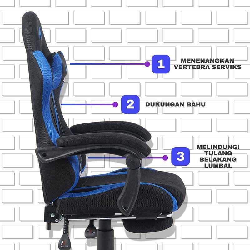 JOLEE- Kursi Gaming pijat dan relaksasi kelas atas, Kantor Jaring Kursi Kerja Ergonomis Kursi Gaming Chairs Besi Furniture Roda Sandaran - JF-G06 PINK+WHITE