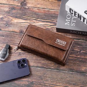 Cowhide Men's Handbag Multifunctional Double-layer Wallet Long Wallet Card Holder, Business Style Men's Wallet, Can Hold Phone, Cards, Documents, etc