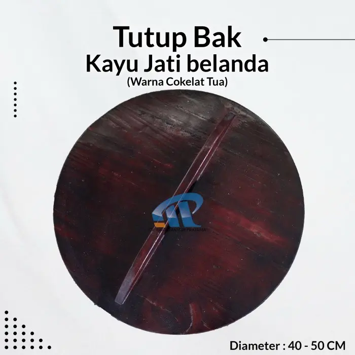 Tutup bak mandi Dari Kayu Jati Belanda Diameter 40 - 55 CM - Cokelat Tua, 45 CM