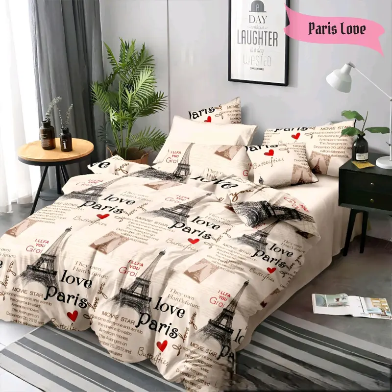Seprei Katun Motif Paris Sprei NO 1 King Size Menara Eiffel Terlaris Termurah FREE Sarung Bantal Guling Sudut Karet 2